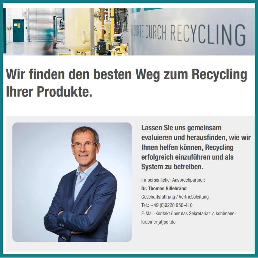 PDR steht für neue Recyclinglösungen